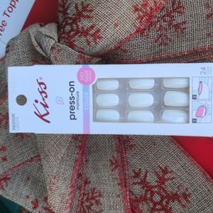 Kiss White Medium Length Press-On Artificial Nails NIB No Glue Needed